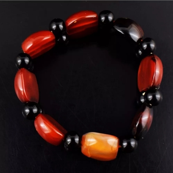 Onyx & Spinel 240.00 Cts Natural Gemstone Stretchable Bracelet Beaded 21mm NEW - Picture 3 of 7